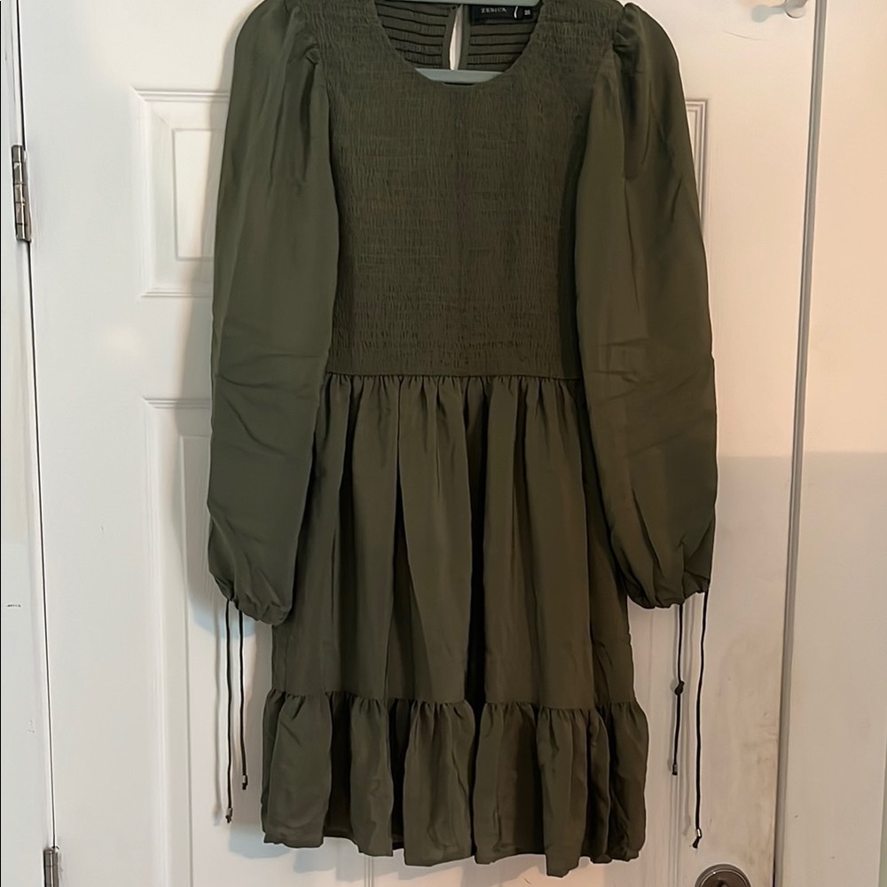 Smocked flowy long sleeve dress new